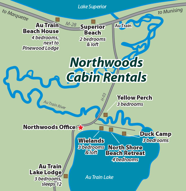 Lodging Resort Map Northwoods Resort Au Train Mi